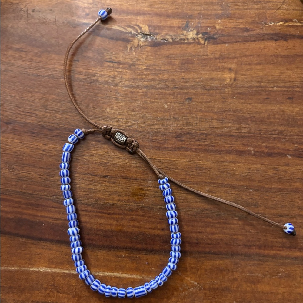 Blue Beaded Adjustable Bracelet